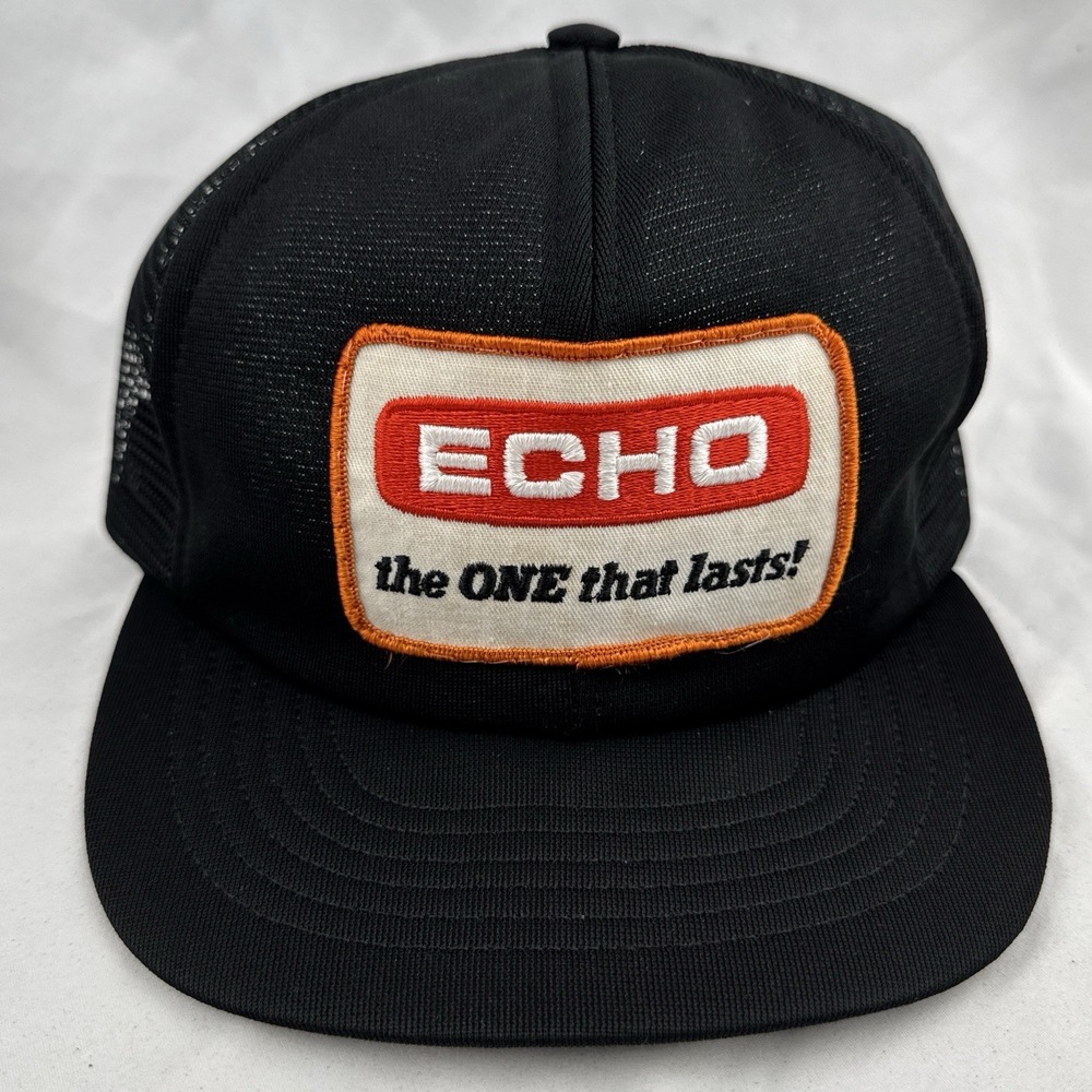 Vintage 80s ECHO Chainsaw The One That Lasts Swingster Mesh Trucker Hat